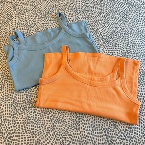 Old Navy | Rib Knit Tank Tops, Blue and Orange
